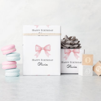 Pink Bow Personalised Birthday Gift  Wrapping Paper
