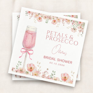 Pink Bow Petals & Prosecco Blush Bridal Shower  Napkin