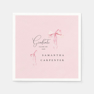 Pink Bow photo black background elegant graduation Napkin