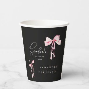 Pink Bow photo black background elegant graduation Paper Cups