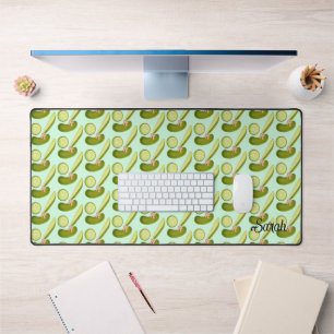 Pink Bow Pickles Desk Mat