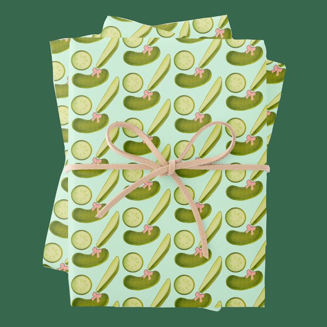 Pink Bow Pickles Wrapping Paper Sheet (Creator Uploaded)