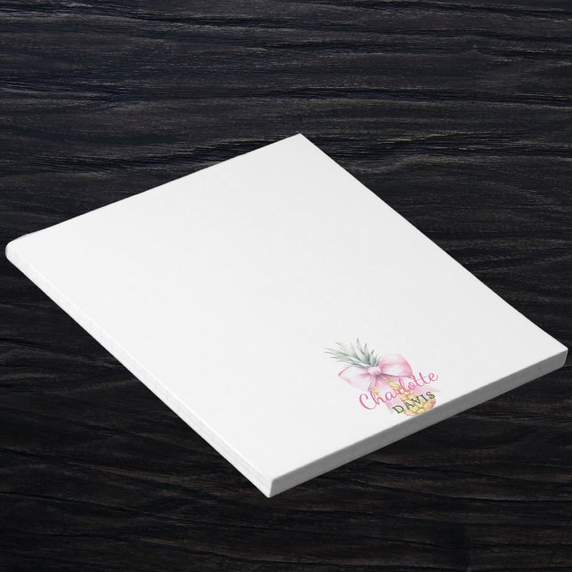 Pink bow pineapple tropical name notepad (Creator Uploaded)