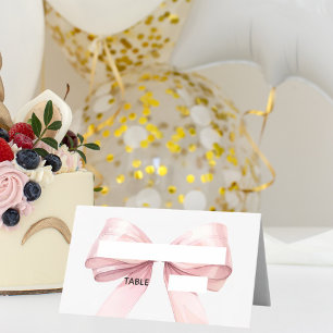 Pink Bow Place Cards Elegant Folded