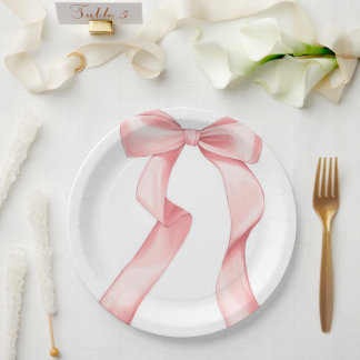 Pink Bow Plate 9"