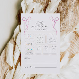 Pink Bow Predictions & Advice Baby Shower Card