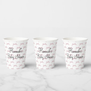 Pink Bow Preppy Baby Shower Paper Cups