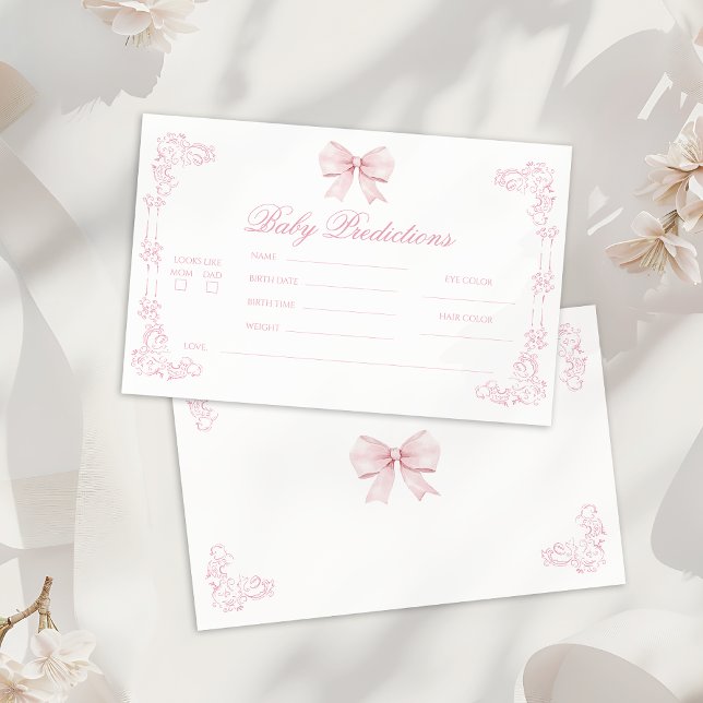 Pink Bow Preppy Coquette Baby Girl Predictions Stationery (Creator Uploaded)