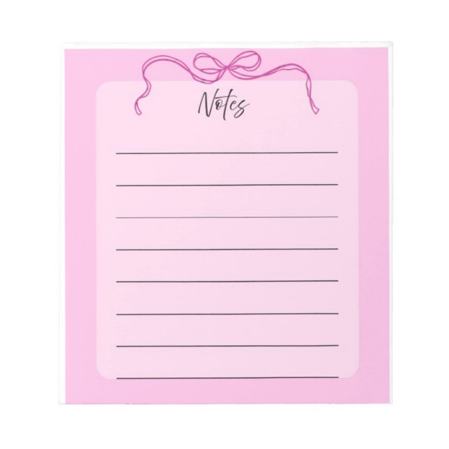 Pink bow print notepad (Front)