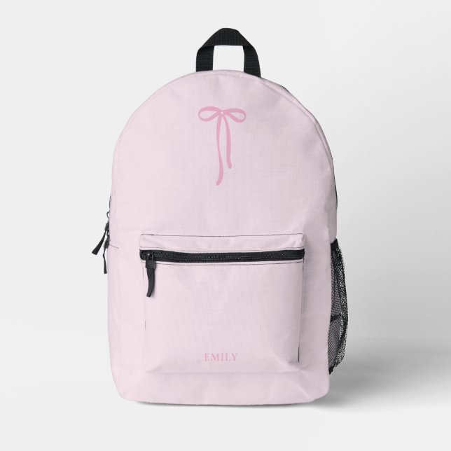 pink bow  printed backpack (Front)
