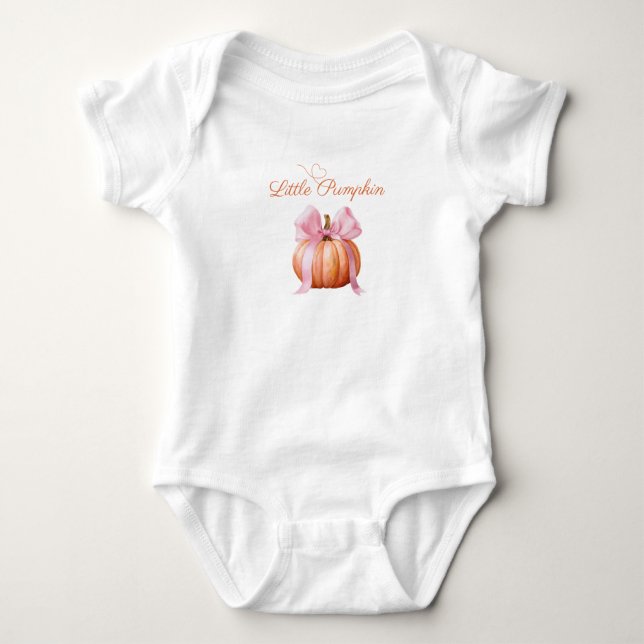Pink Bow Pumpkin Baby Jersey Bodysuit | Cute  (Front)