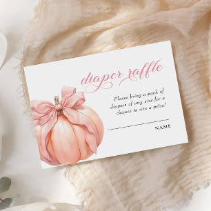 Pink Bow Pumpkin Baby Shower Diaper Raffle Enclosure Card