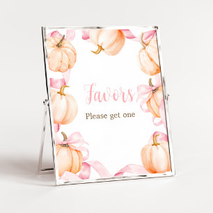 Pink Bow Pumpkin Baby Shower Favours Sign