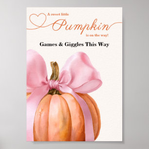 Pink Bow Pumpkin Baby Shower “Games & Giggles Poster