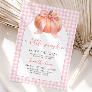 Pink Bow Pumpkin Baby Shower Invitation