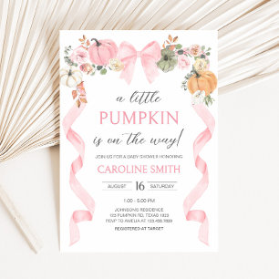 Pink Bow Pumpkin Baby Shower Invitation