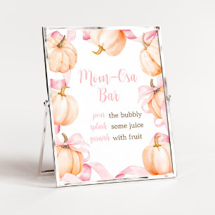 Pink Bow Pumpkin Baby Shower Mum Osa Bar Sign