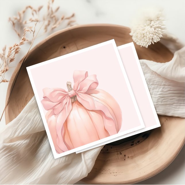 Pink Bow Pumpkin Baby Shower Napkins (Creator Uploaded)