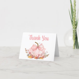 Pink Bow Pumpkin Baby Shower Thank You Card