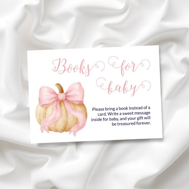 Pink bow Pumpkin Books for Baby Card Baby Shower (Creator Uploaded)