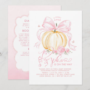 Pink Bow Pumpkin Fall Baby Shower All In One Invitation