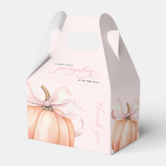 Pink Bow Pumpkin on the Way Baby Shower Favour Box (Front Side)