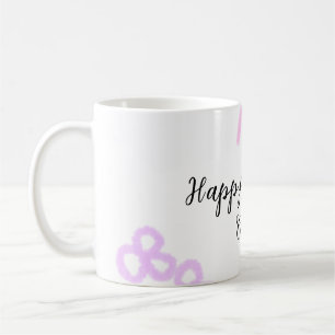 Pink bow purple floral pastel happy birthday coffee mug