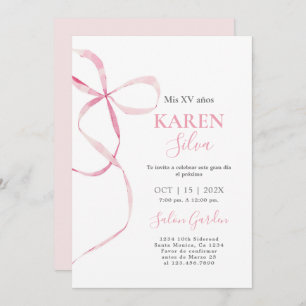Pink Bow Quinceanera Invitation