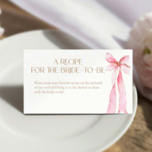 Pink Bow  Recipe for the bride to be Enclosure Card