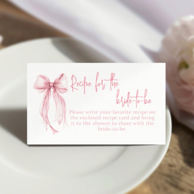 Pink Bow Recipe For The Bride-to-be Request Enclosure Card (Creator Uploaded)
