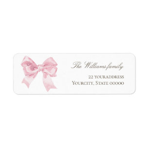 pink bow return address label