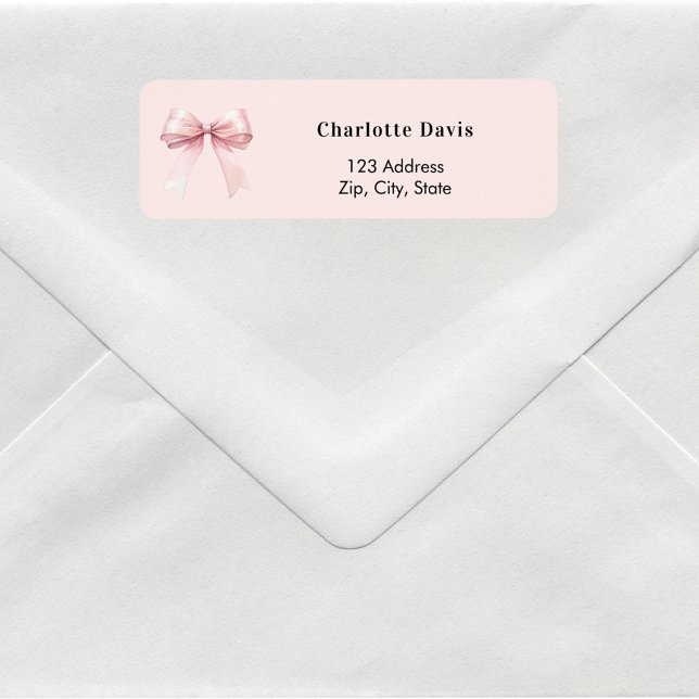 Pink bow return address  label (Creator Uploaded)