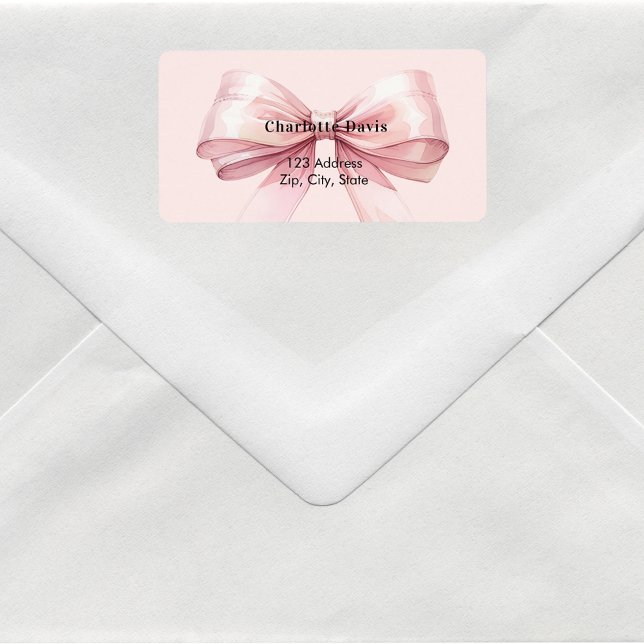 Pink bow return address  label (Creator Uploaded)