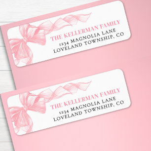Pink Bow Return Address Return Address Label