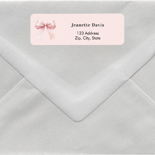 Pink bow return address  return address label