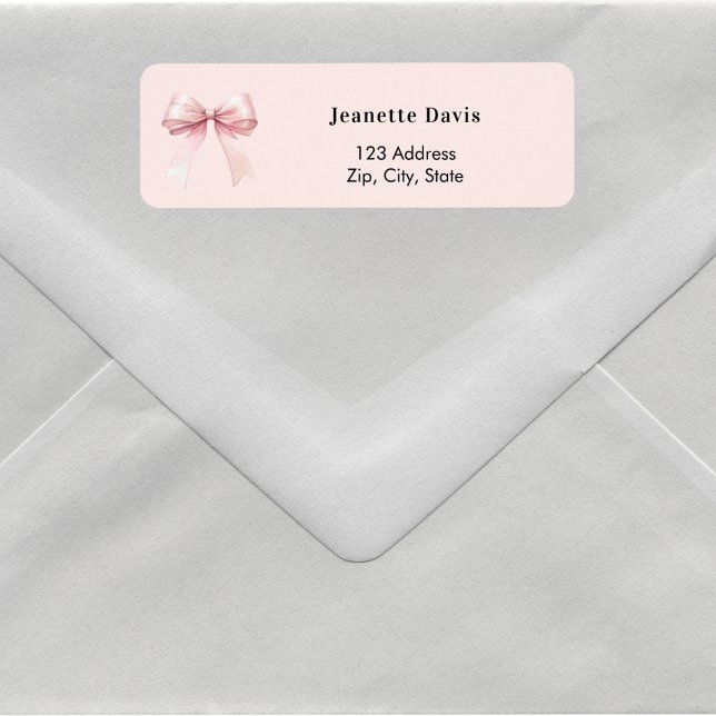 Pink bow return address  return address label (Creator Uploaded)