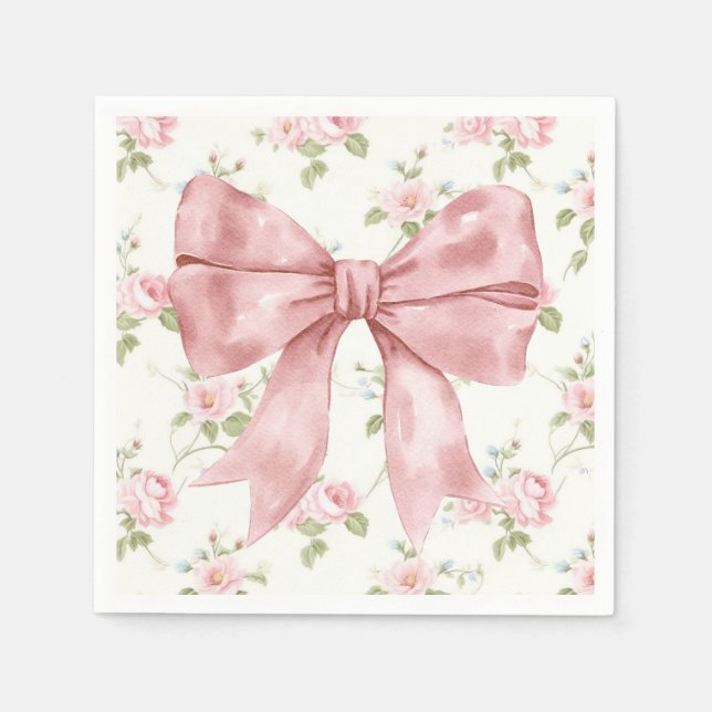Pink Bow Ribbon Baby Shower Napkin (Front)