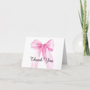 Pink Bow Ribbon Baby Shower Thank You Card