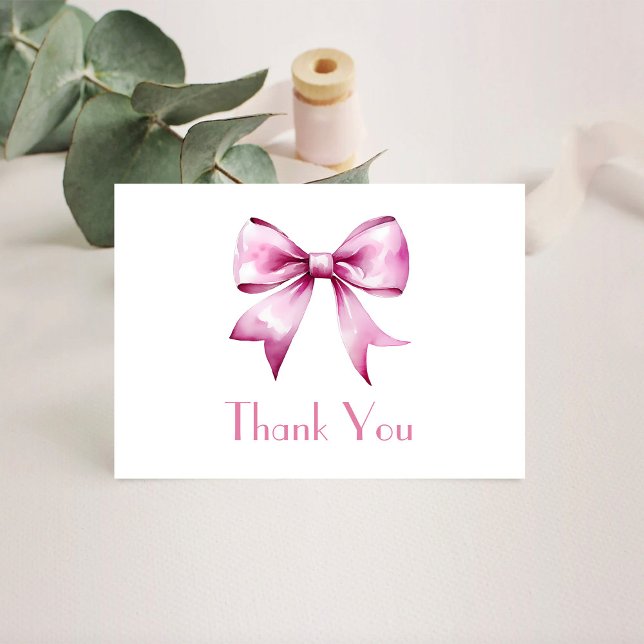 Pink Bow Ribbon Baby Shower Thank You Card (Creator Uploaded)