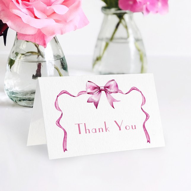Pink Bow Ribbon Baby Shower Thank You Card (Creator Uploaded)
