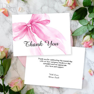 Pink Bow Ribbon Baby Shower Thank You Card