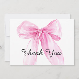 Pink Bow Ribbon Baby Shower Thank You Card
