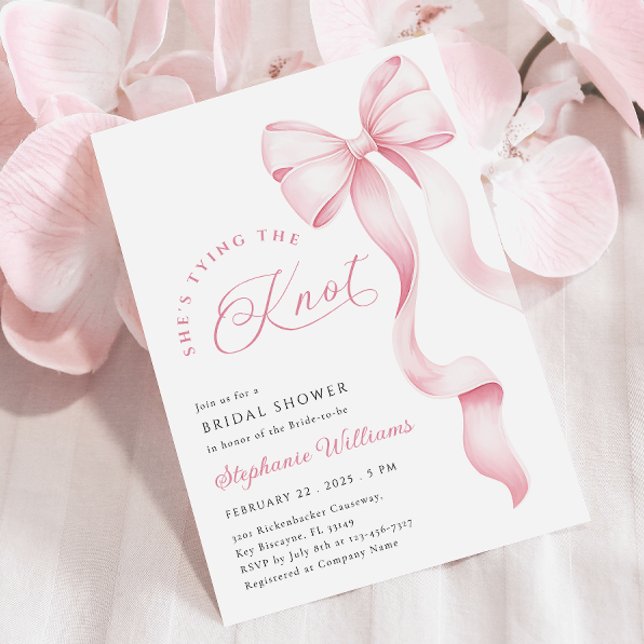 Pink Bow Ribbon Bridal Shower Invitation (Creator Uploaded)