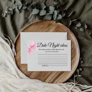 Pink Bow Ribbon Date Night Ideas Bridal Shower Enclosure Card