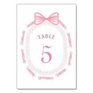 Pink Bow Ribbon Frame Table Number
