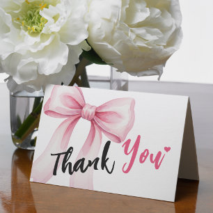 Pink Bow Ribbon Thank You Card