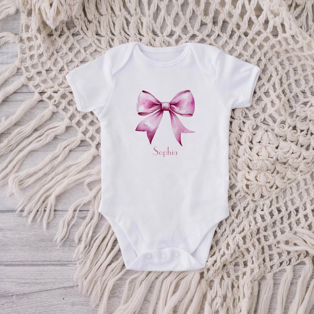 Pink Bow Ribbon Vintage Baby Bodysuit (Creator Uploaded)