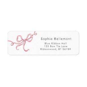 Pink bow ribbon vintage Baby shower Return Address Label