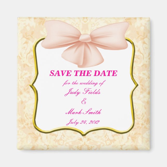 Pink Bow Save The Date Magnet (Front)