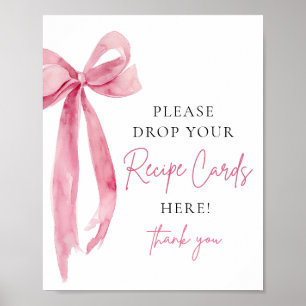 Pink Bow Share a Recipe Card Bridal Shower Sign
